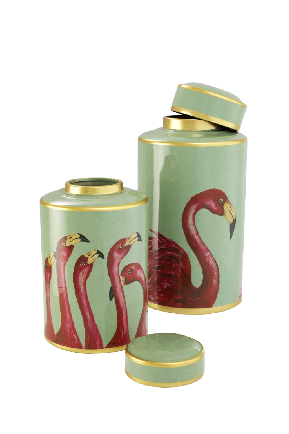 Porcelain Jar Set | Eichholtz Flamingo | OROA
