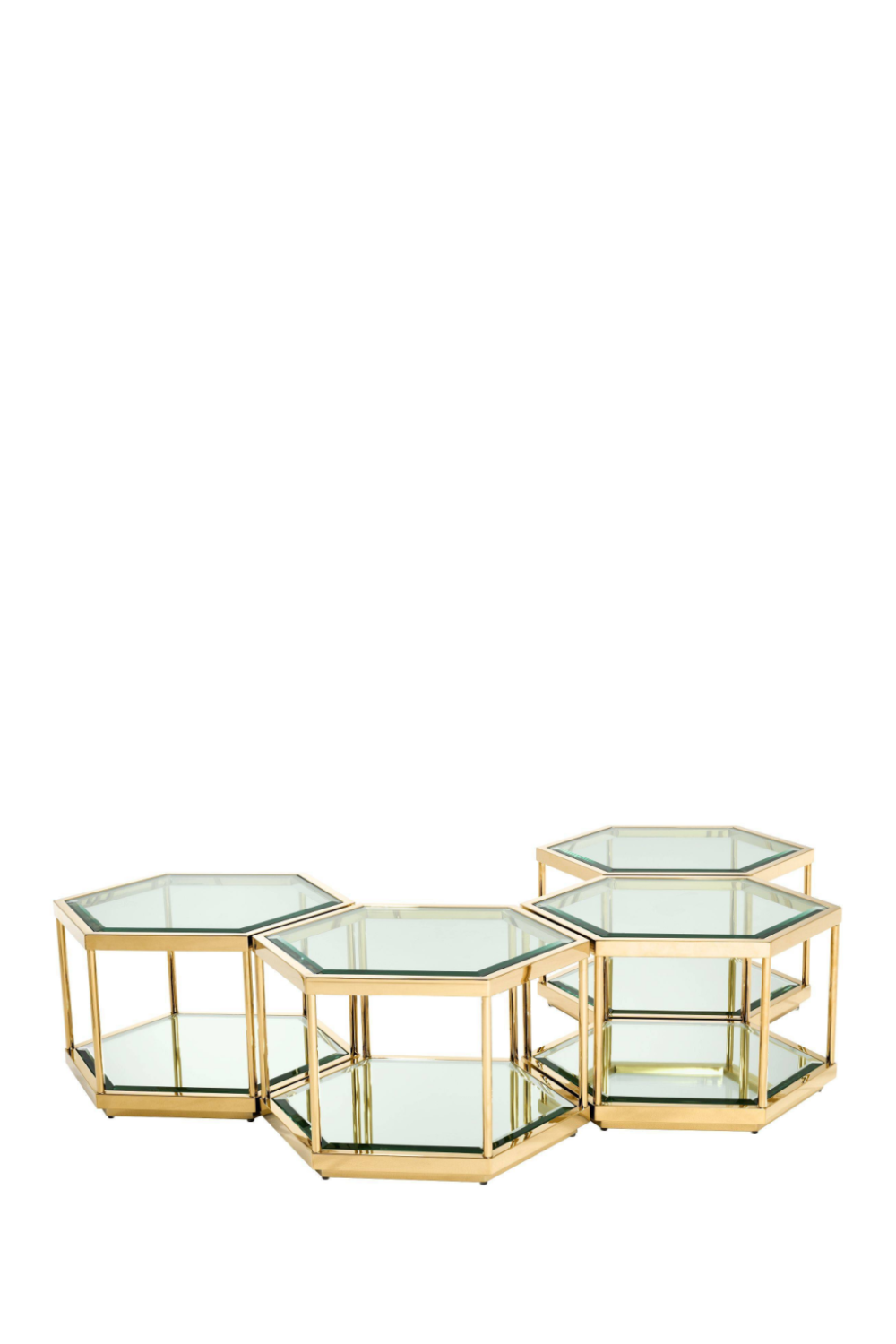 Gold Hexagonal Coffee Table Set | Eichholtz Sax | OROA