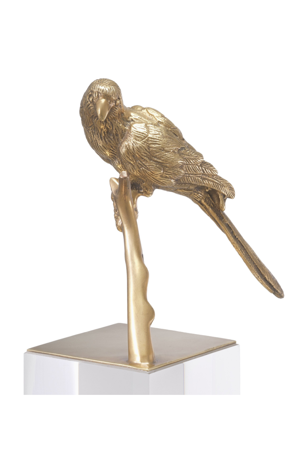 Vintage Brass Bird Figure on Branch Solid Heavy Brass Detachable Bird Cast  Brass 