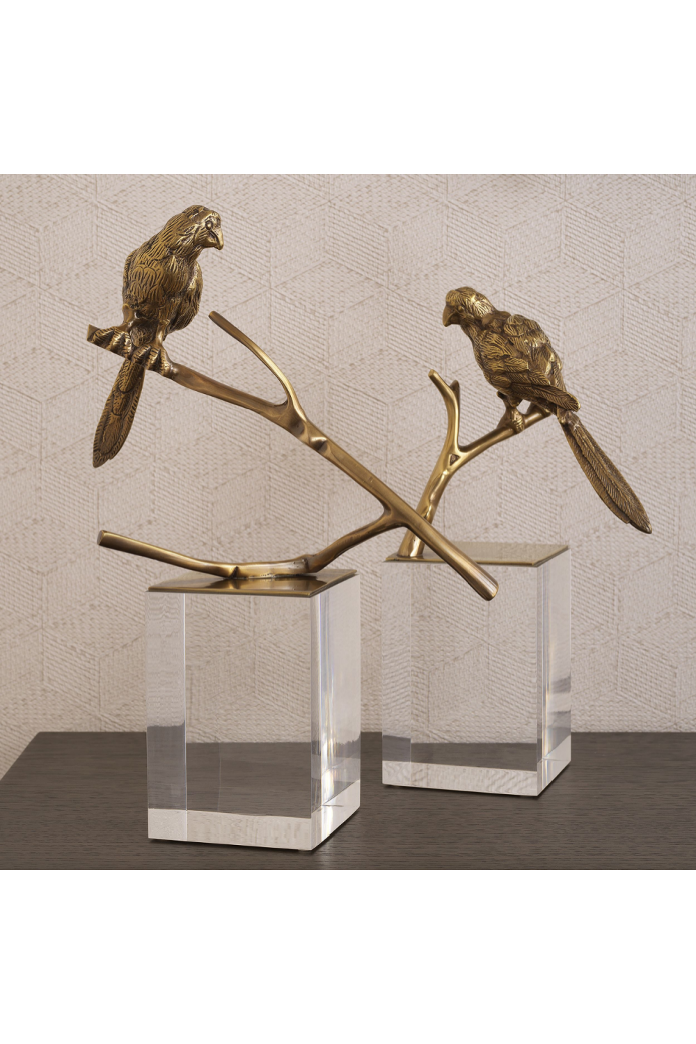 Vintage Brass Bird Figure on Branch Solid Heavy Brass Detachable Bird Cast  Brass 