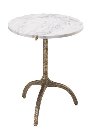 White Marble Brass Side Table | Eichholtz Cortina | OROA.com