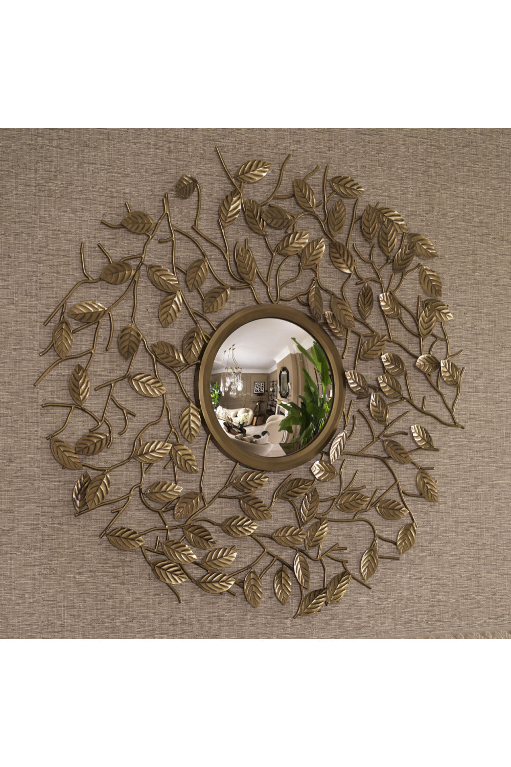 Vintage Brass Wreath Decorative Mirror | Eichholtz Fiona | OROA