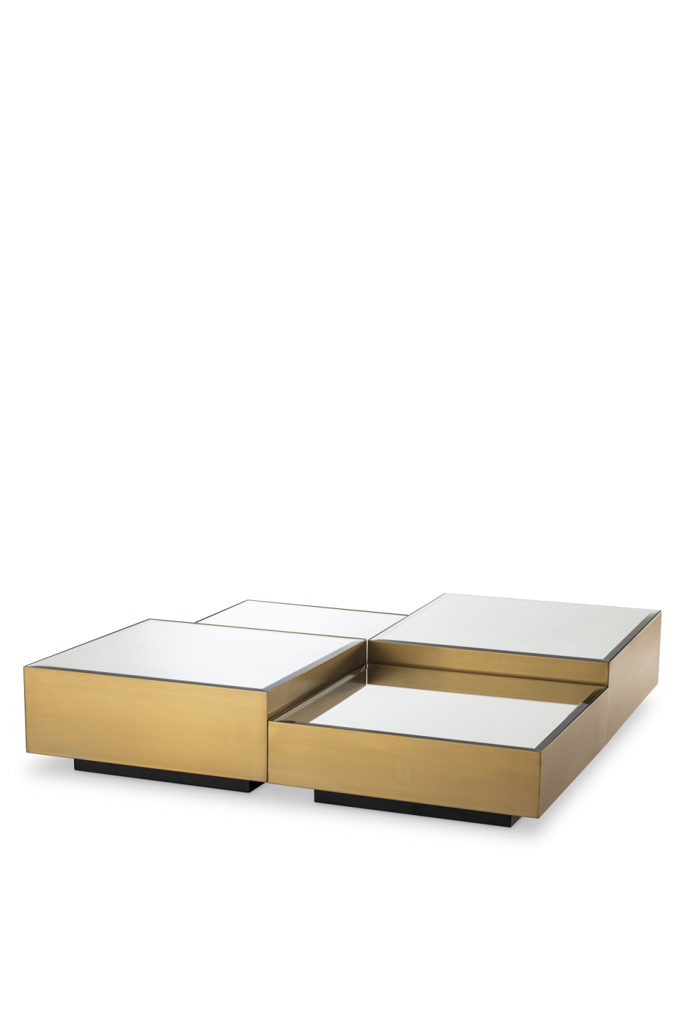 Brushed Brass Mirror Coffee Table Set of 4 | Eichholtz Esposito | OROA