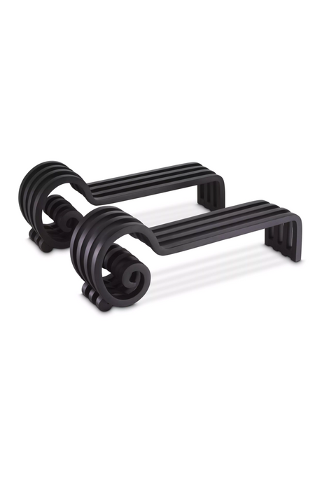 Black Curled Andiron Set (2) | Eichholtz Mardor | OROA.com