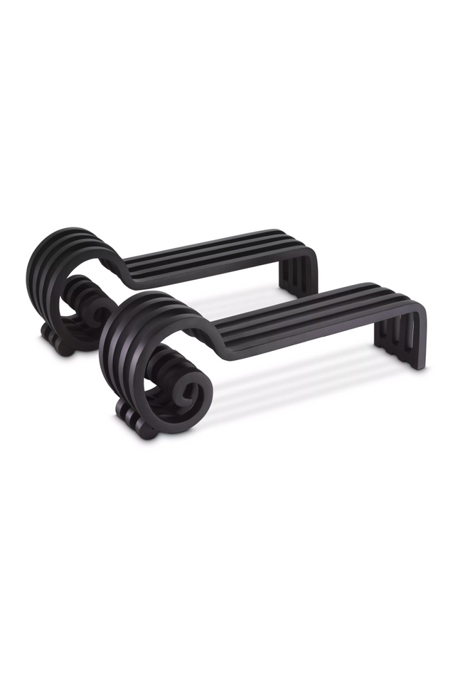 Black Curled Andiron Set (2) | Eichholtz Mardor | OROA.com