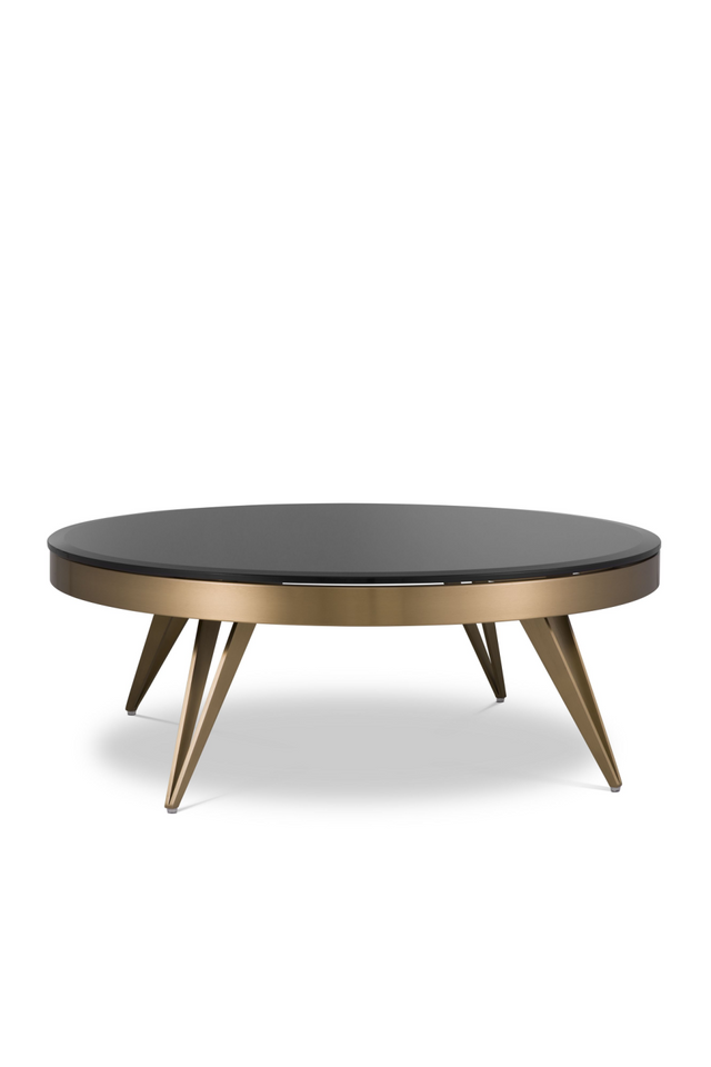Brass Frame Black Glass Coffee Table | Eichholtz Rocco | OROA