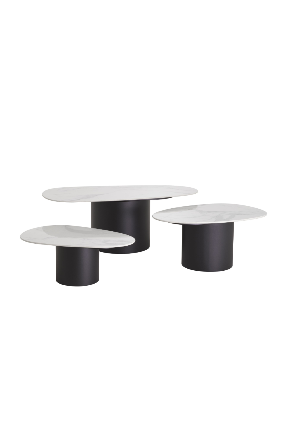 White Ceramic Marble Coffee Table Set (3) | Eichholtz Zane | OROA