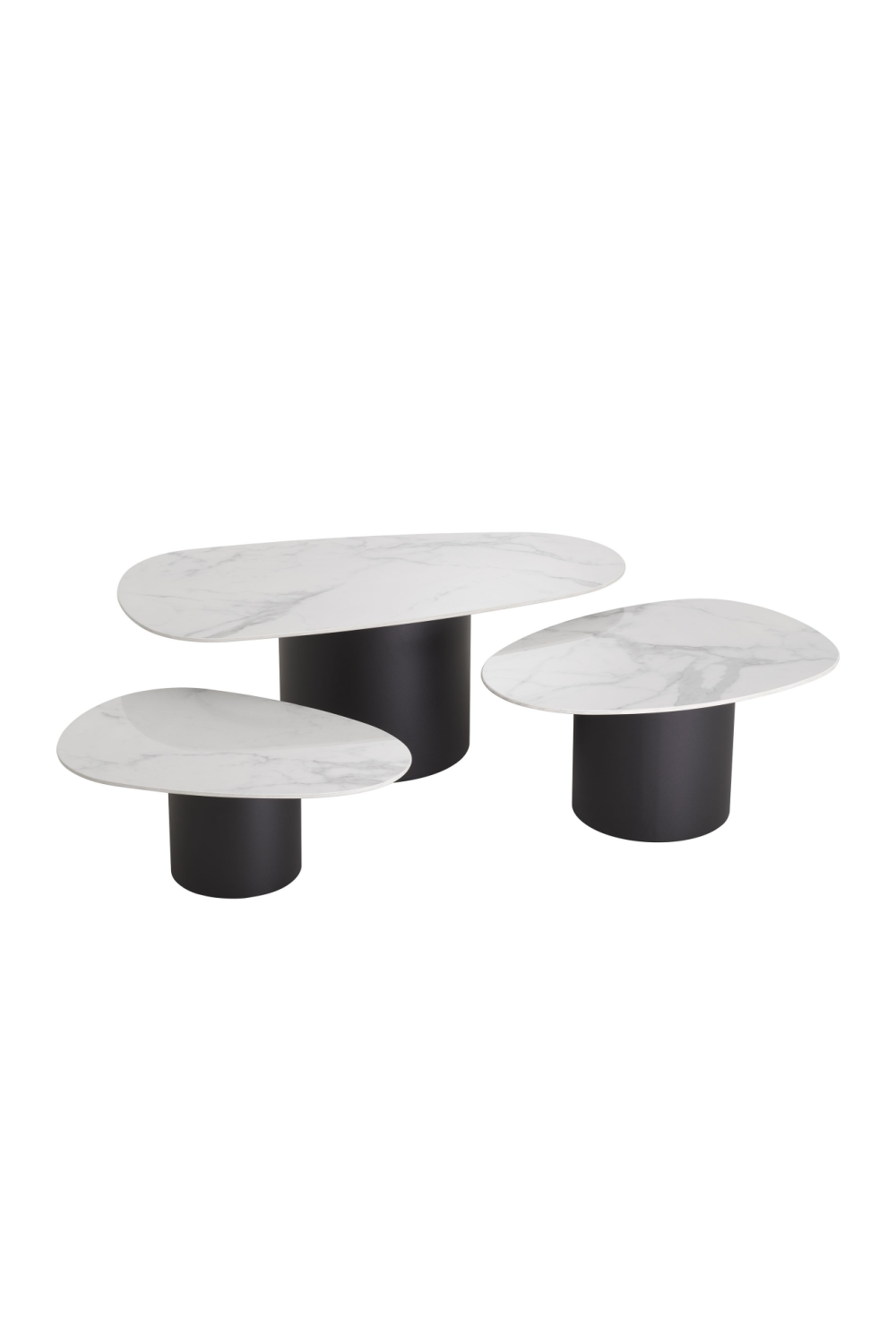 White Ceramic Marble Coffee Table Set (3) | Eichholtz Zane | OROA