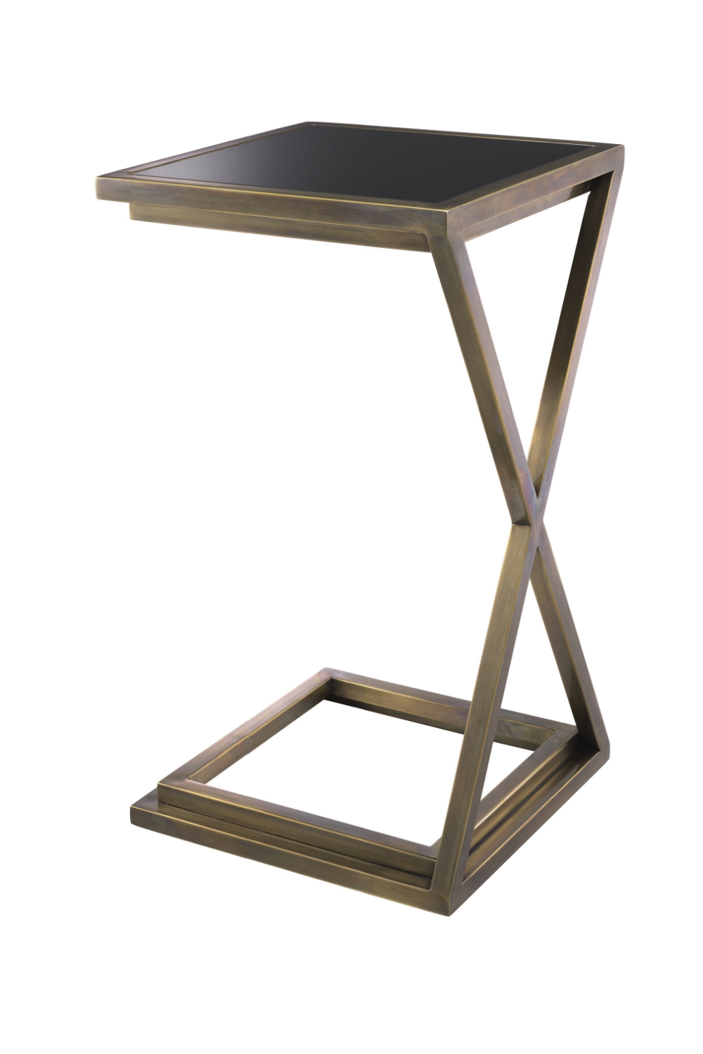 Brass Framed Black Glass Side Table | Eichholtz Cross | Oroa.com