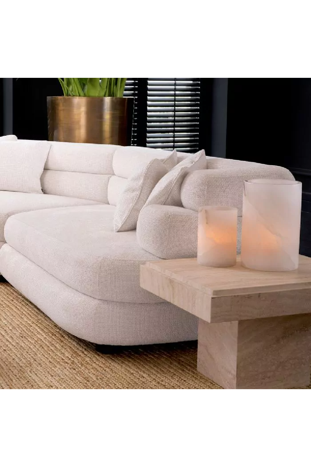 Cylindrical Translucent Alabaster Candle Holder | Eichholtz Mercer | OROA.com