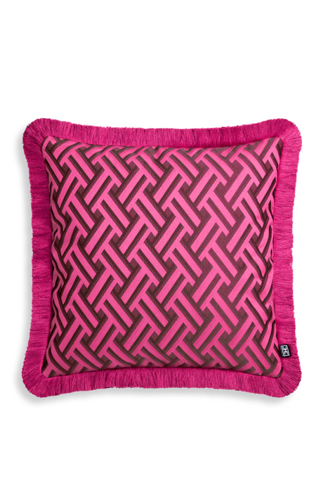 Dark Pink Fringed Cushion | Eichholtz Doris | Oroa.com