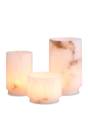 Cylindrical Alabaster Tealight Holders (3) | Eichholtz Leonidas | Oroa.com