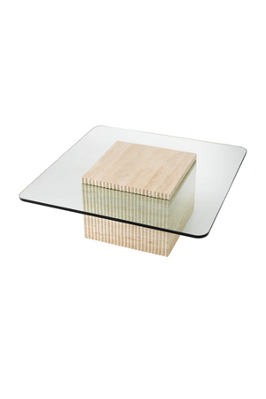 Square Travertine Pedestal Coffee Table | Eichholtz Brindisi | Oroa.com