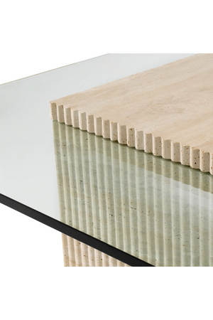 Square Travertine Pedestal Coffee Table | Eichholtz Brindisi | Oroa.com