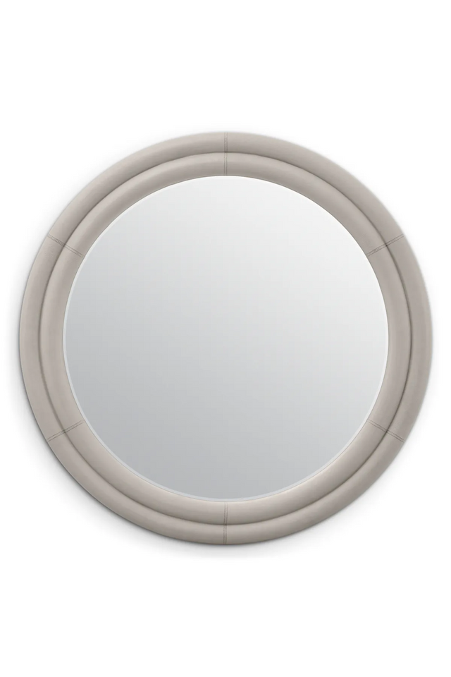 Gray Leather Round Mirror | Eichholtz Bastioni | Oroa.com