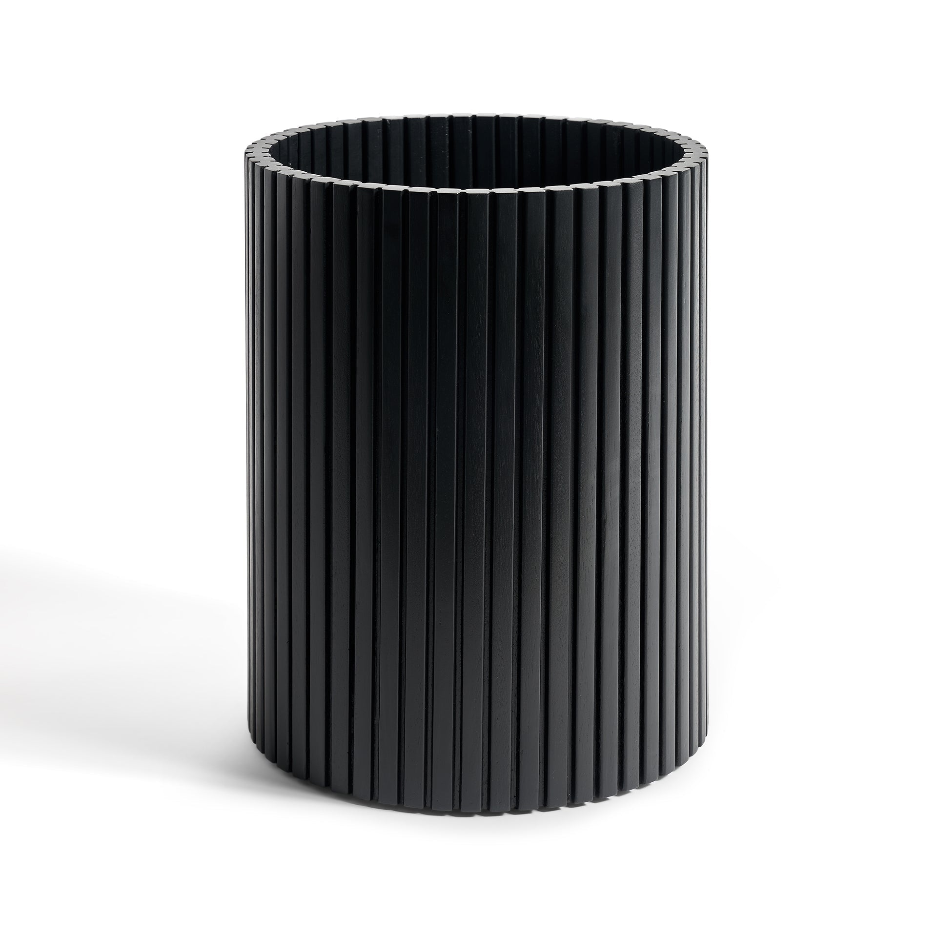 Cylindrical Black Mahogany Paper Basket | Ethnicraft Roller Max | OROA.COM