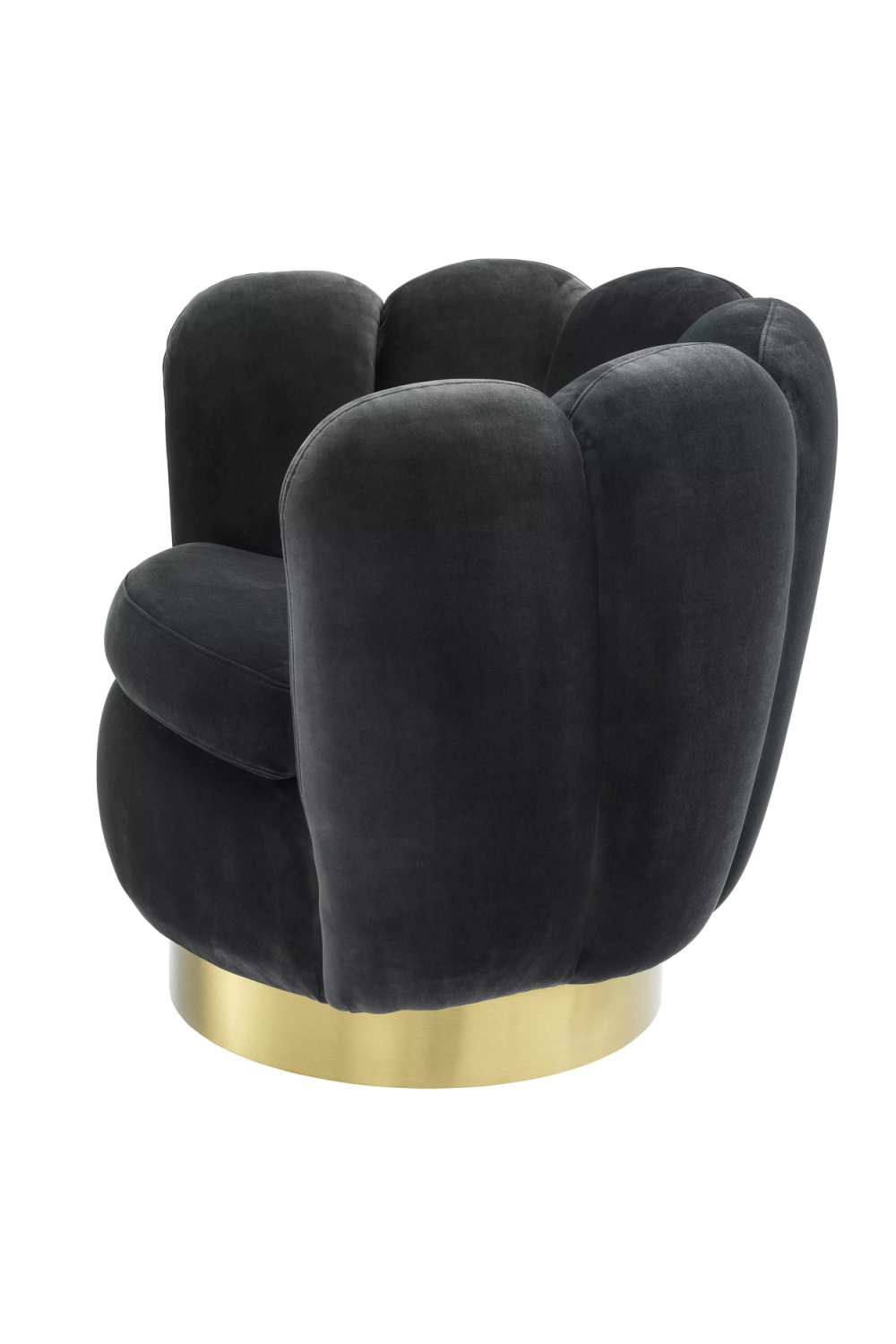 Gray Velvet Scalloped Swivel Chair | Eichholtz Mirage | Oroa.com
