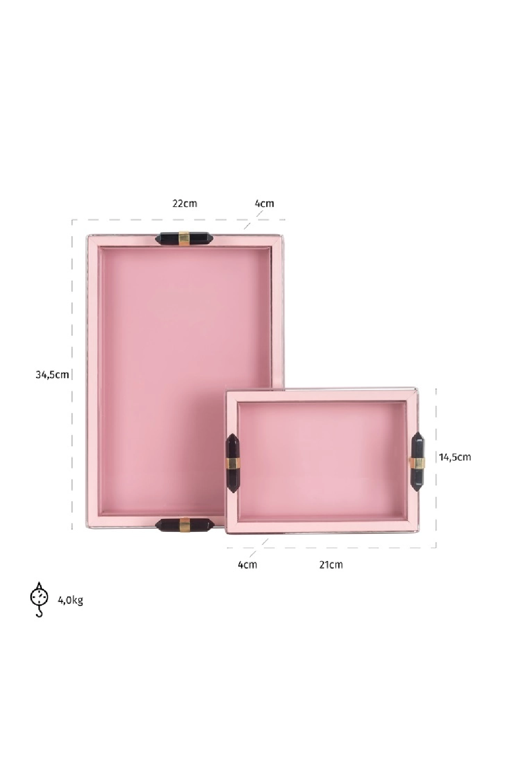 Modern Pink Tray Set (2) | OROA Vajen | Oroatrade.com