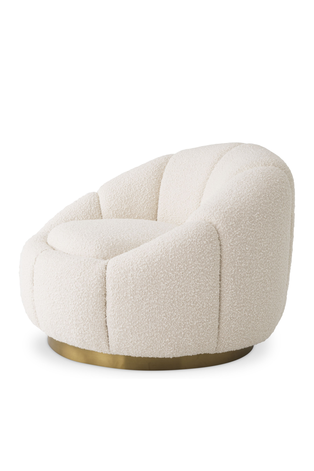 Cream Bouclé Brass Base Swivel Chair | Eichholtz Inger | Oroa.com