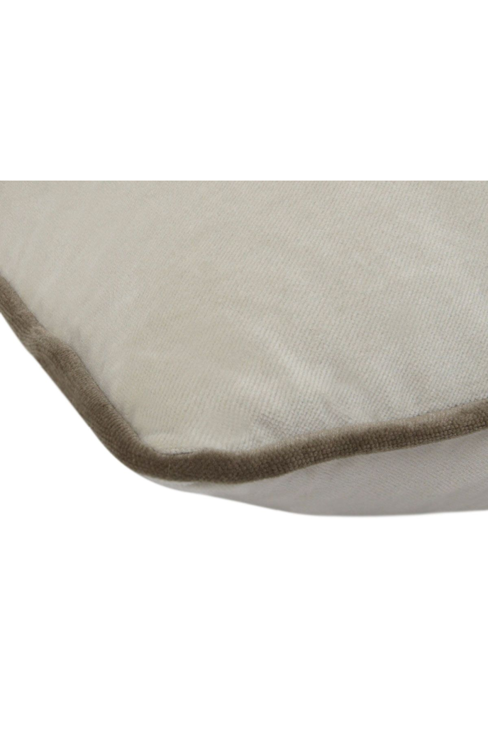 Off White Velvet Cushion with Taupe Piping Andrew Martin Pelham