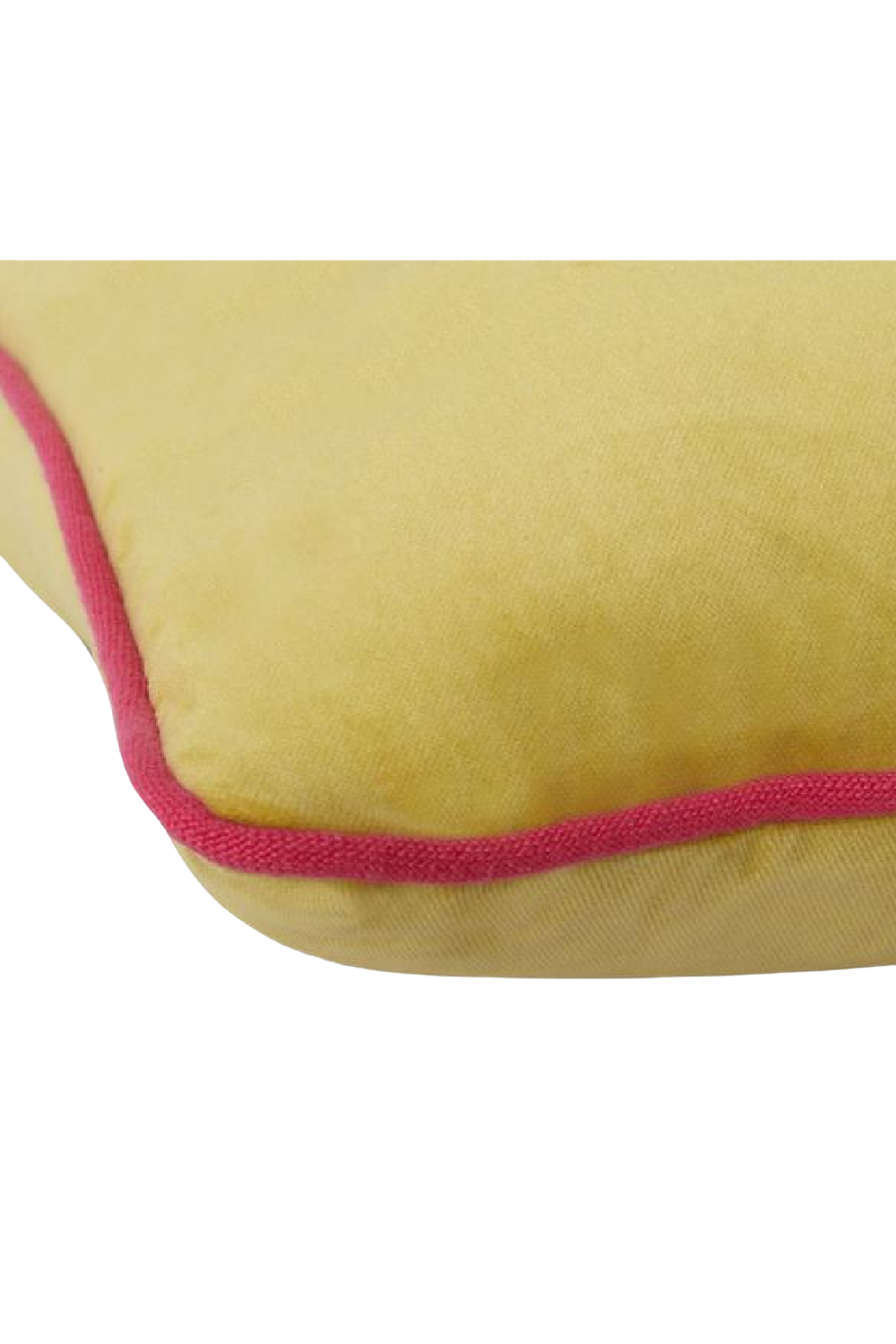 Yellow Velvet Cushion with Pink Piping | Andrew Martin Pelham | OROA