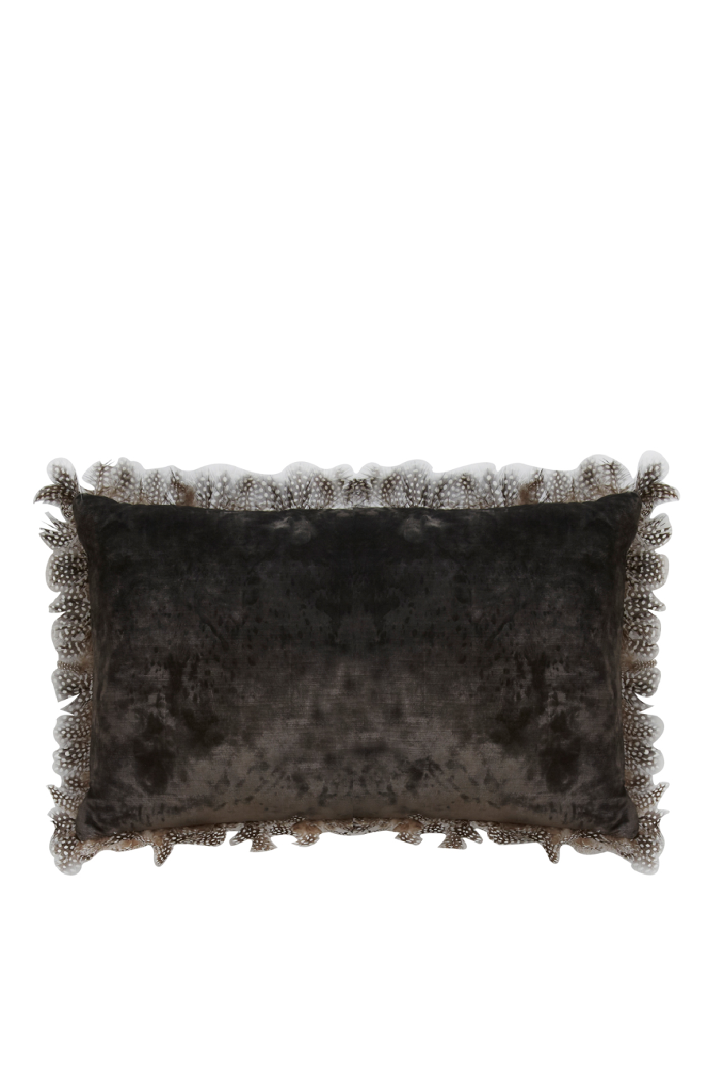 Gray Velvet Guinea Feather Trim Cushion | Andrew Martin Vince | OROA