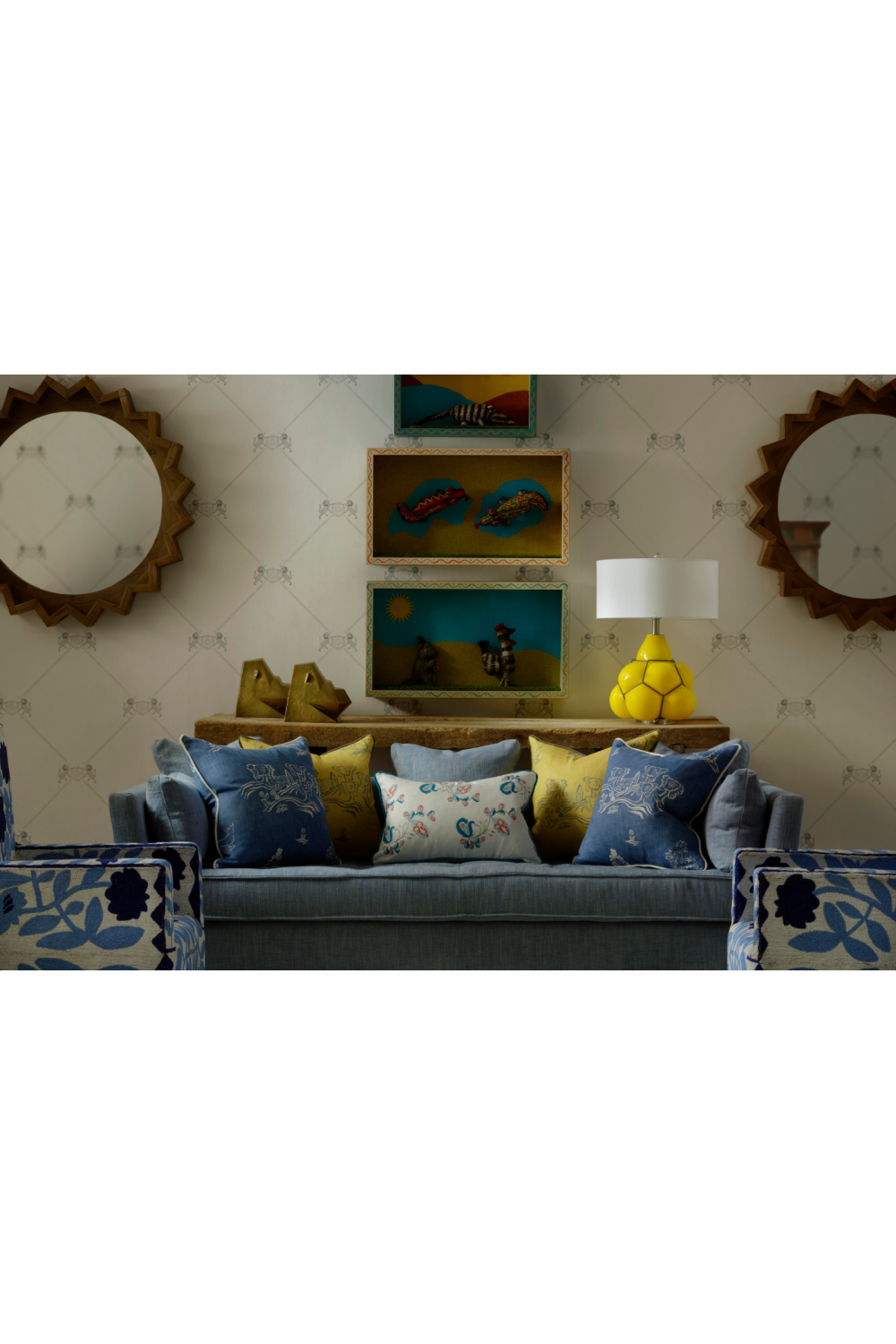 Tapestry Print Cushion | Andrew Martin Friendly Folk | OROA