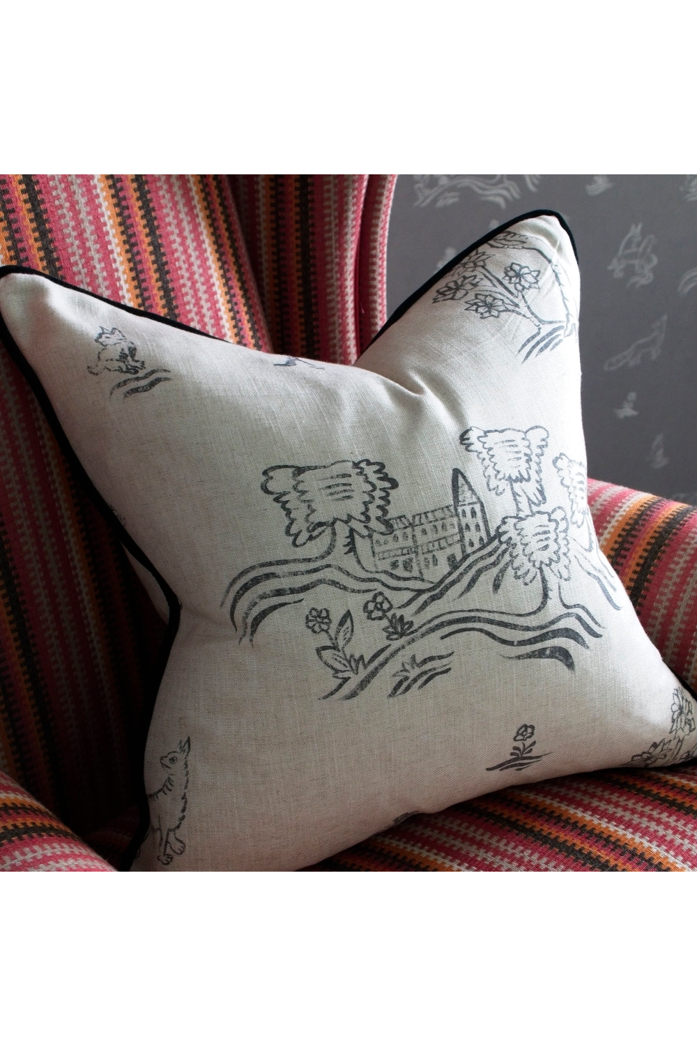 Tapestry Print Cushion | Andrew Martin Friendly Folk | OROA