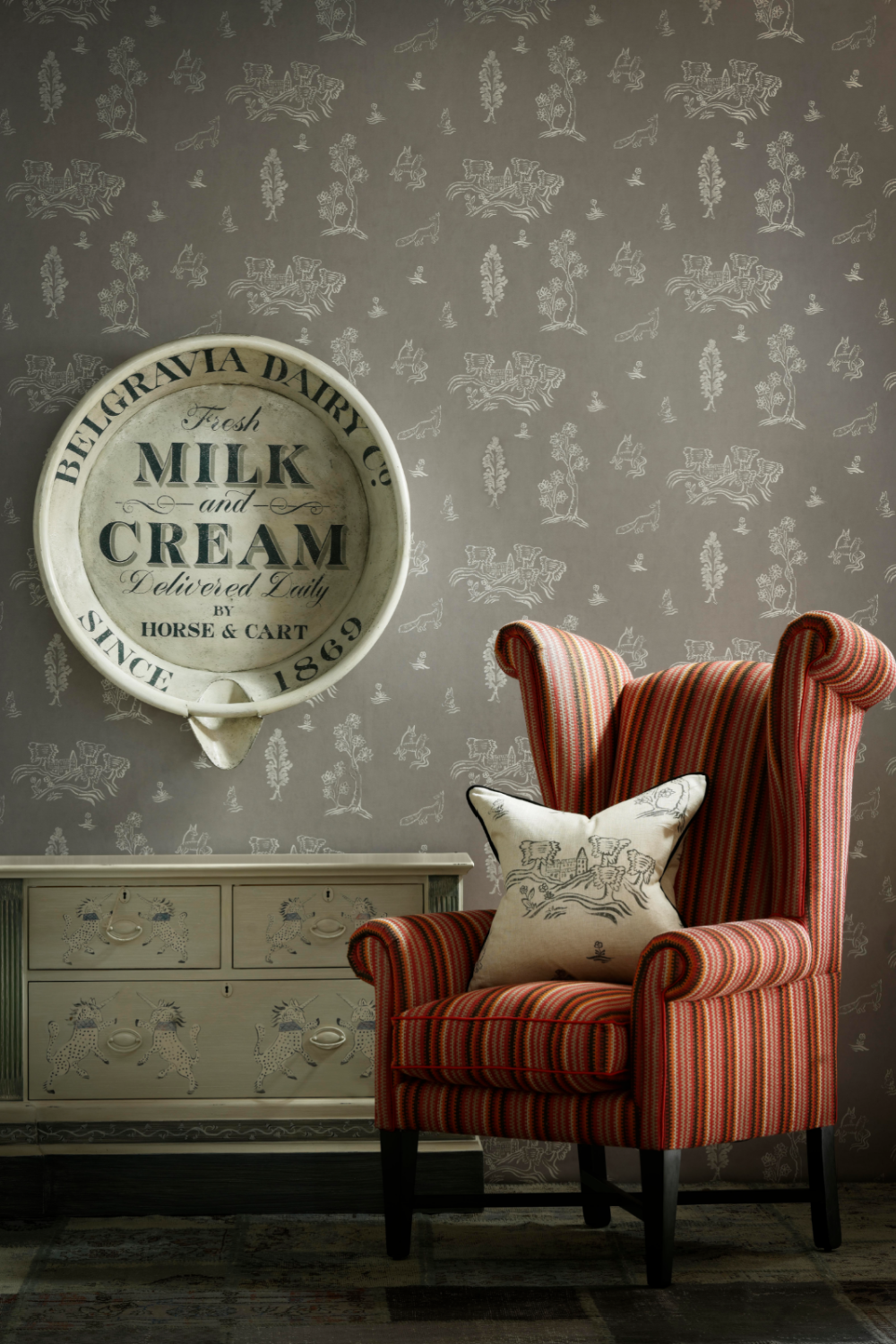 Tapestry Print Cushion | Andrew Martin Friendly Folk | OROA