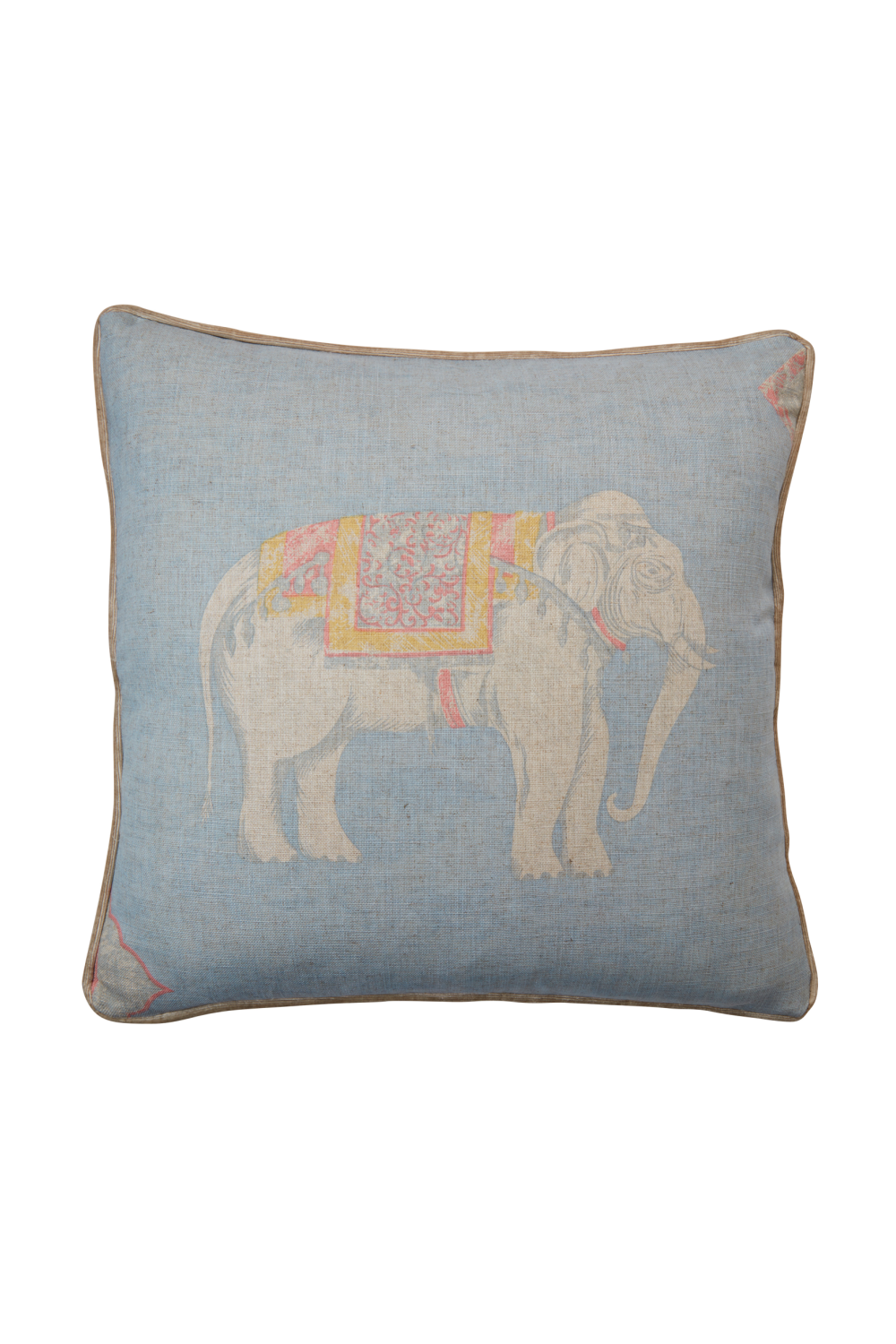 Sky Blue Elephant Print Piped Cushion | Andrew Martin Jumbo | OROA
