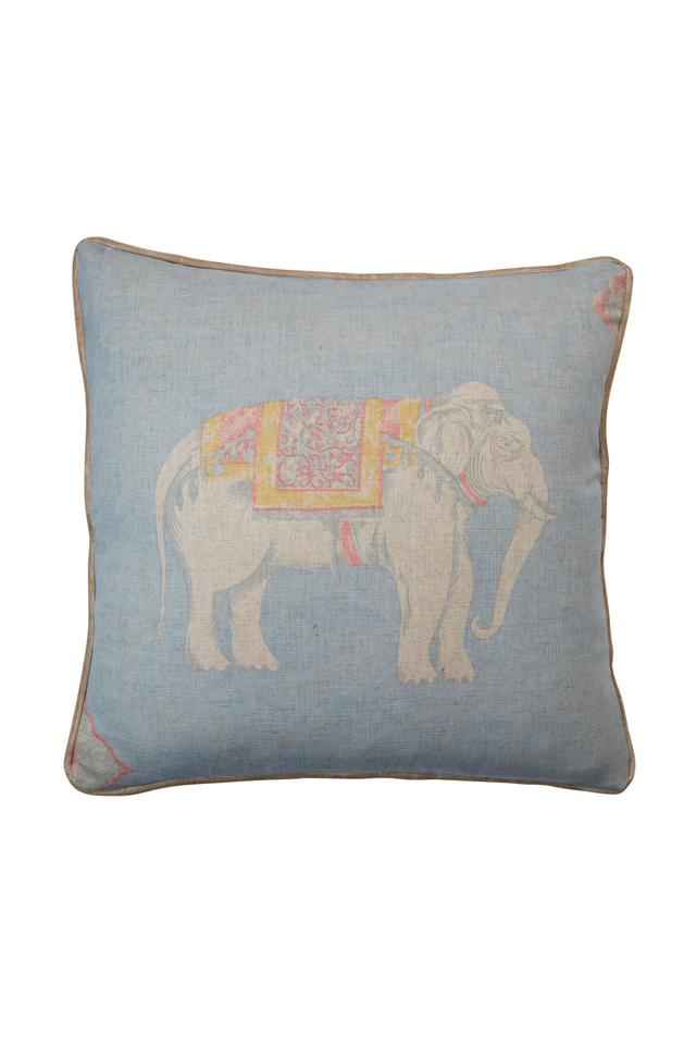 Sky Blue Elephant Print Piped Cushion | Andrew Martin Jumbo | OROA