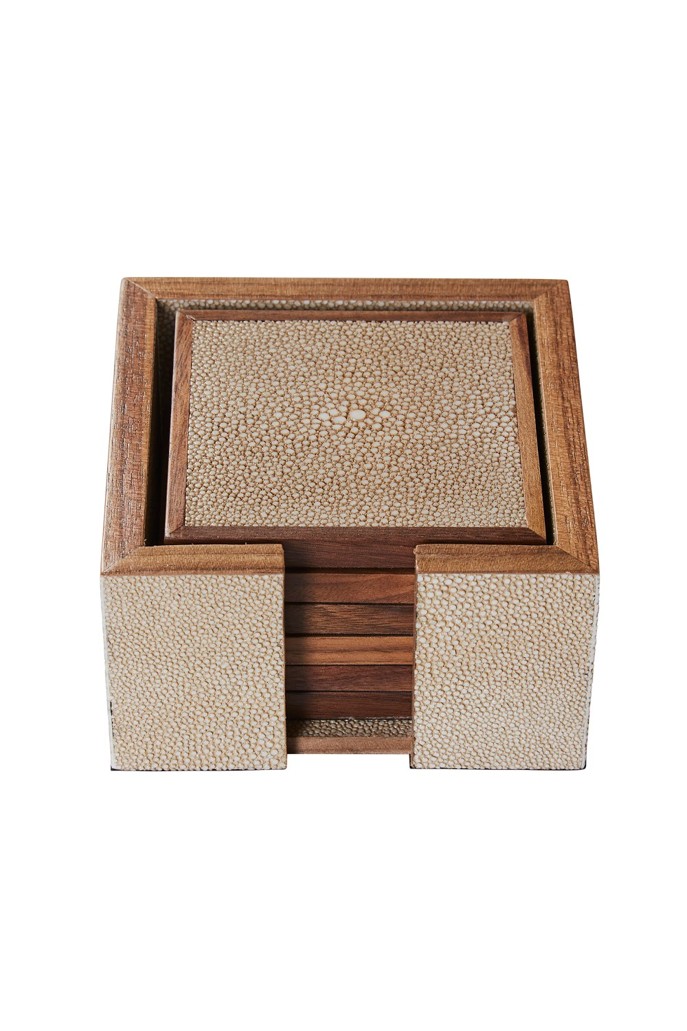 Cream Shagreen Coasters with Box (6) | Andrew Martin Lexi | OROA