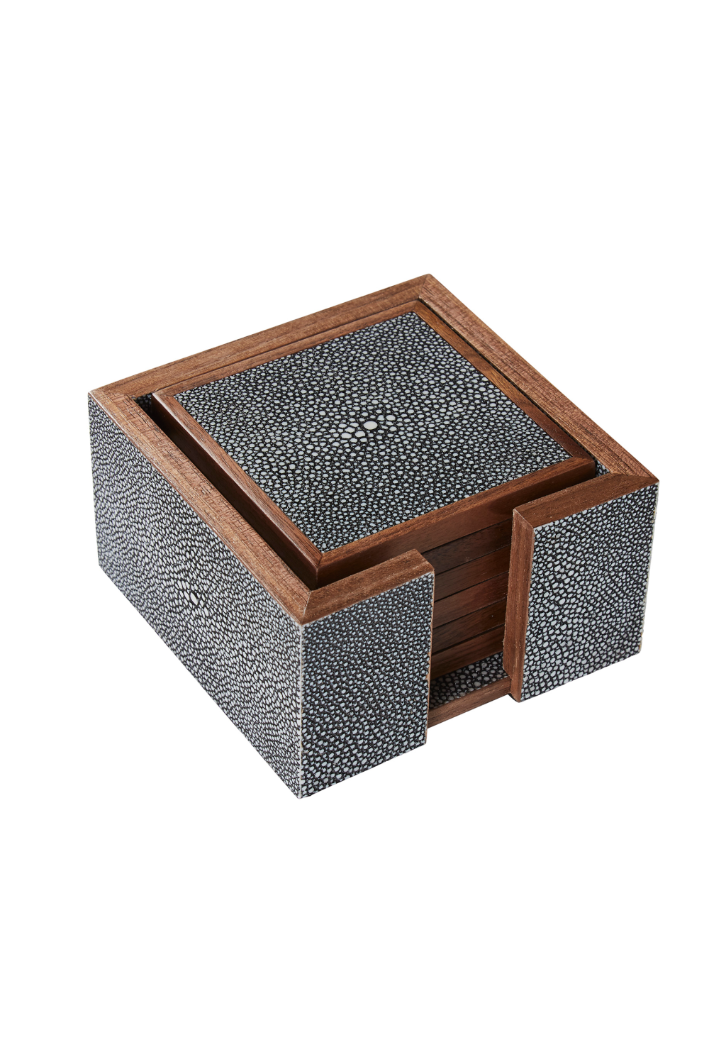 Gray Shagreen Coasters with Box (6) | Andrew Martin Lexi | OROA