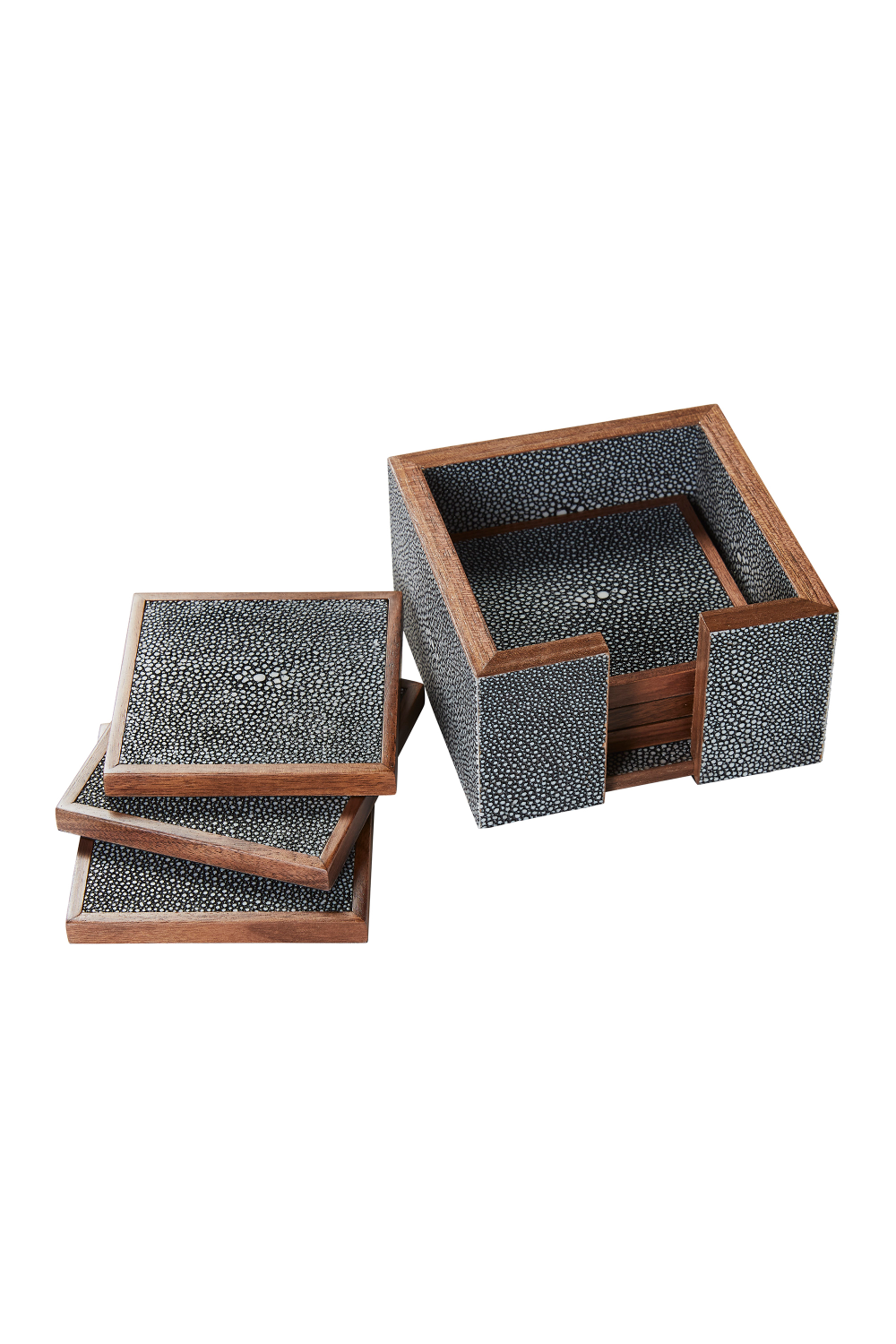 Gray Shagreen Coasters with Box (6) | Andrew Martin Lexi | OROA