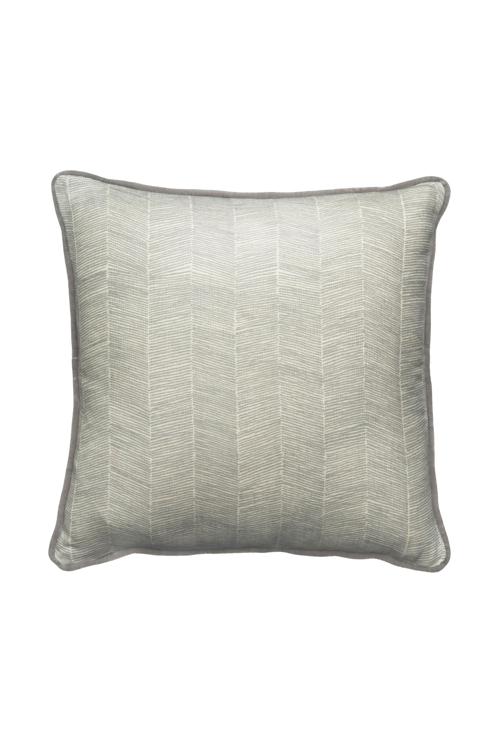 Gray Herringbone Cushion with Velvet Piping | Andrew Martin Fasano