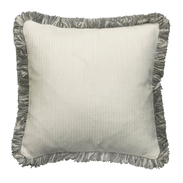 Gray Chenille Cushion with Silver Fringe Andrew Martin Molfetta