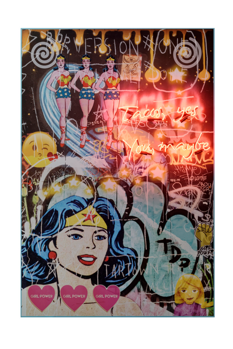 Female Hero Graffiti Neon Artwork | Andrew Martin Wonder Women | OROA