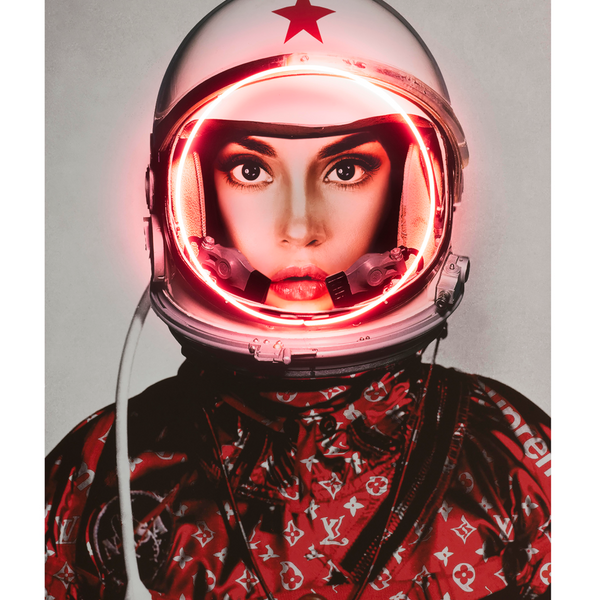 Red Louis Vuitton Neon Artwork - Andrew Martin Space Girl Logos