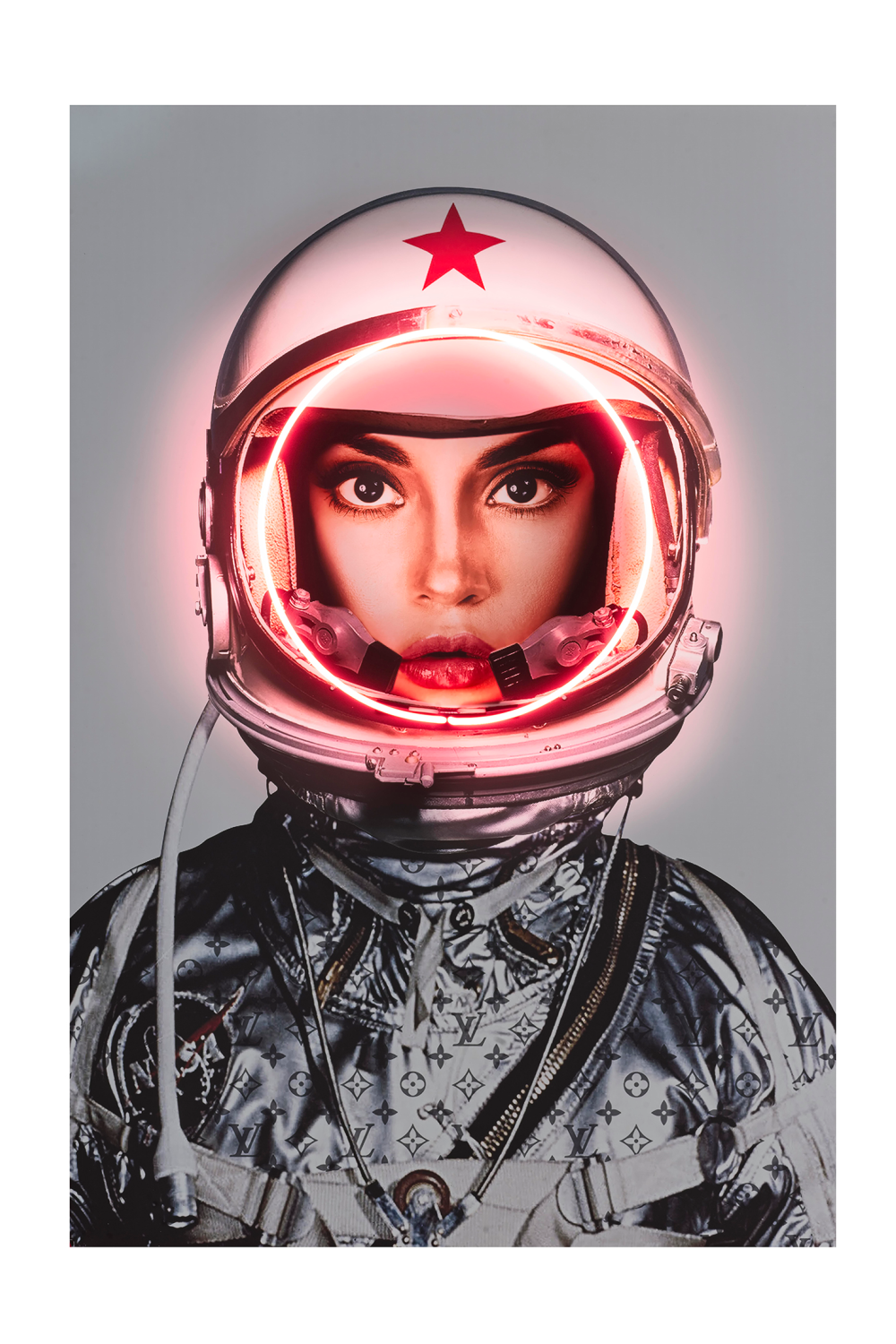 Silver Louis Vuitton Neon Artwork | Andrew Martin Space Girl Logos