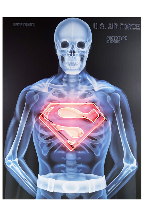 Black Skeletal Superhero Neon Artwork | Andrew Martin Superman | OROA