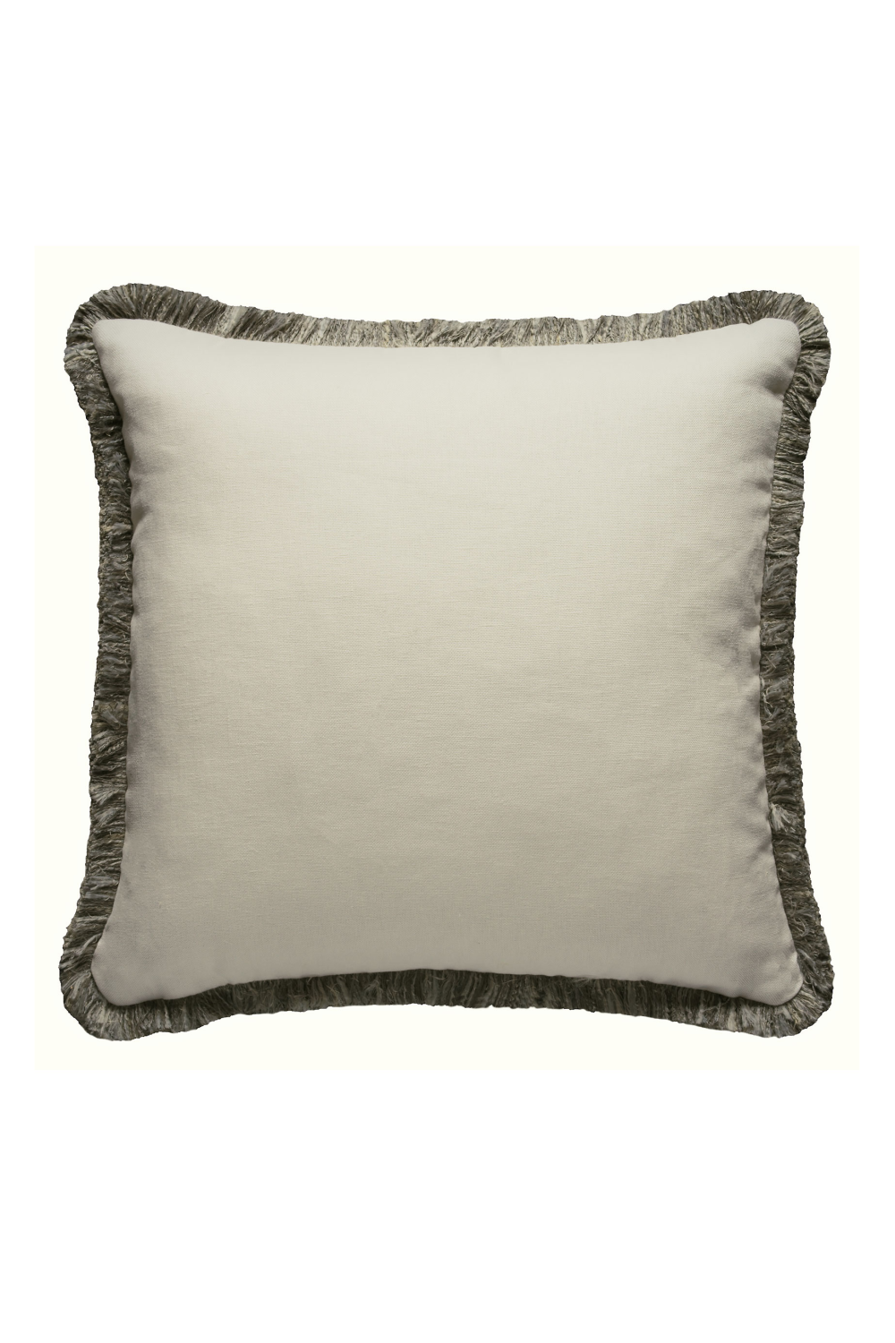 White Linen Cushion with Silvery Gray Fringe | Andrew Martin Beagle