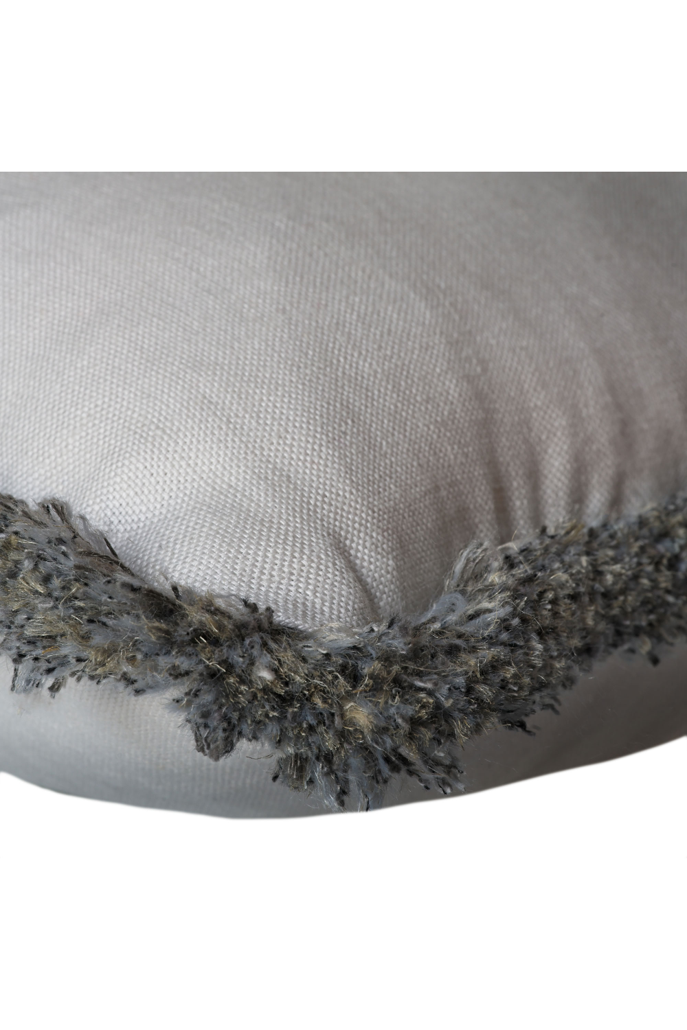 White Linen Cushion with Silvery Gray Fringe | Andrew Martin Beagle