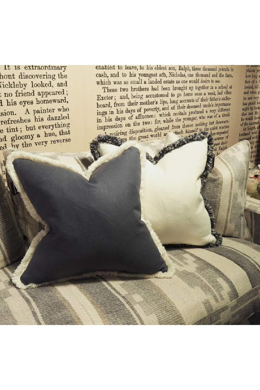 Fringed Linen Cushion | Andrew Martin Beagle | OROA 