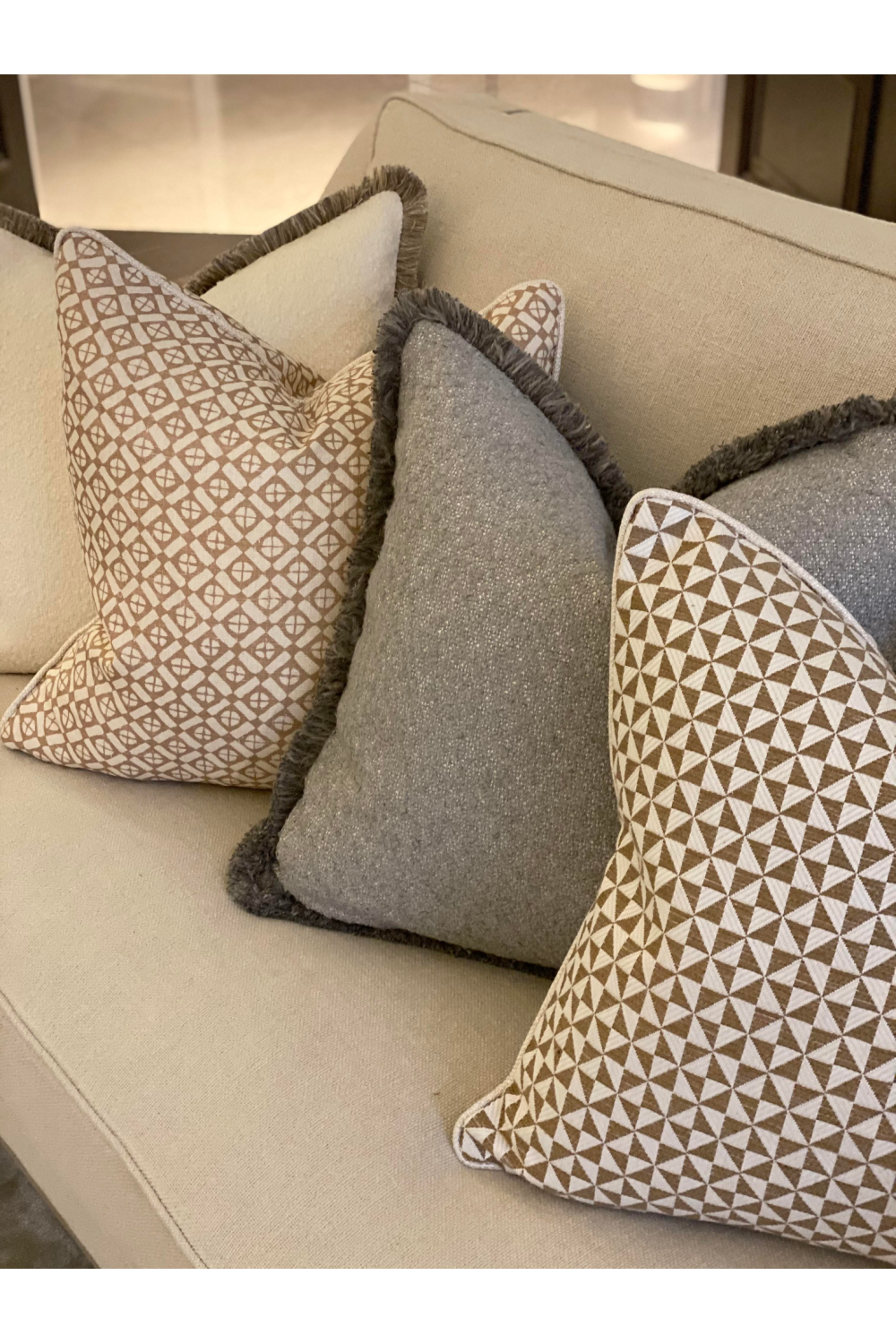 Gray Bouclé Style Square Cushion | Andrew Martin Huntsman | OROA