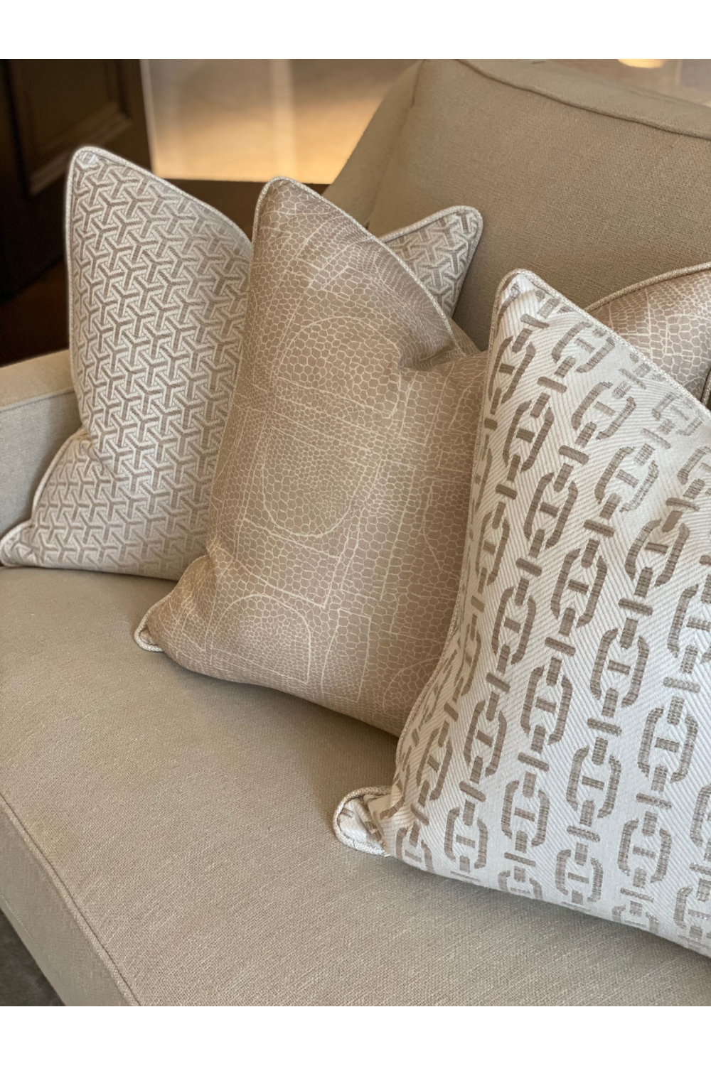 Chain Link Pattern Square Cushion | Andrew Martin Burlington | OROA