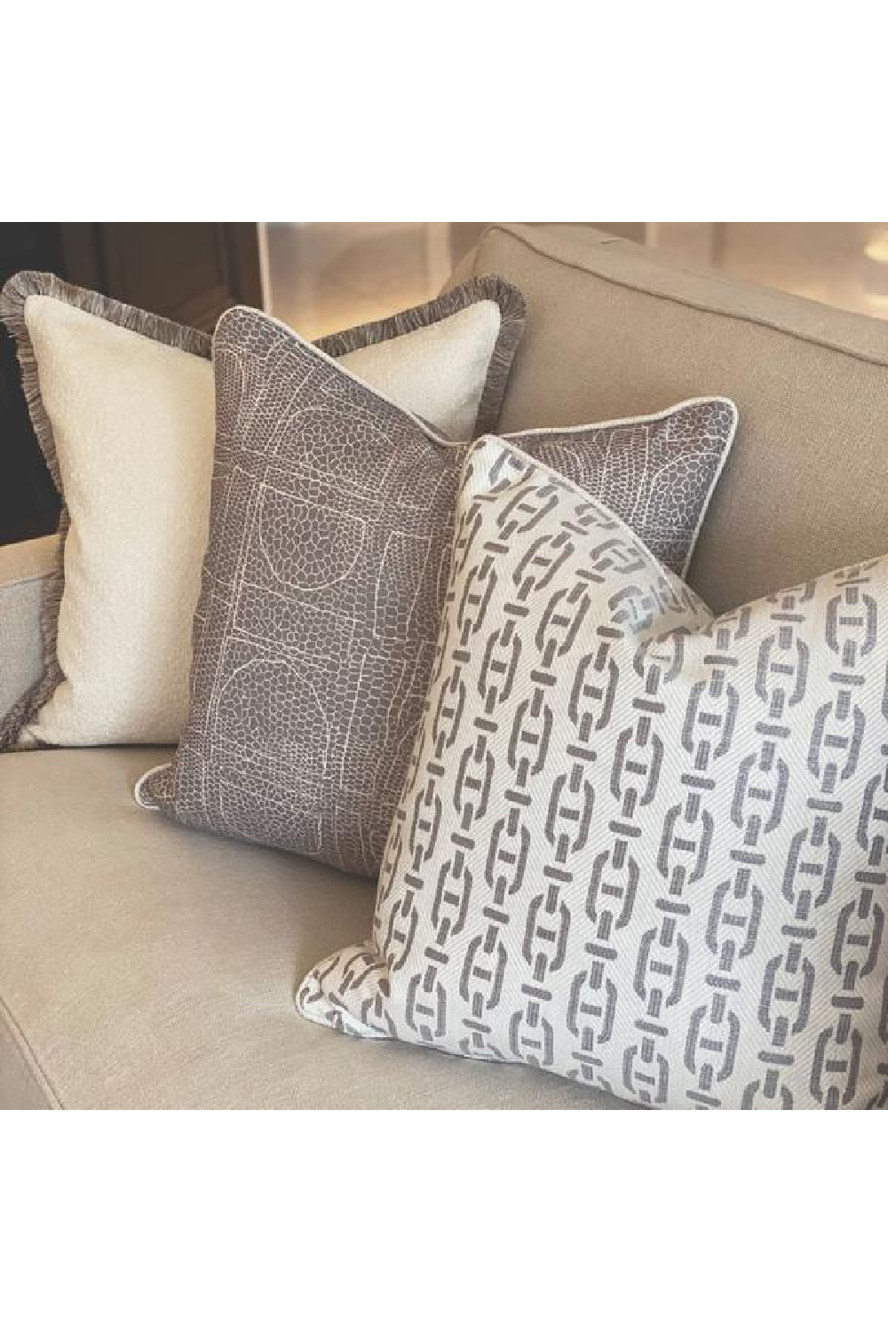 Chain Link Pattern Square Cushion | Andrew Martin Burlington | OROA