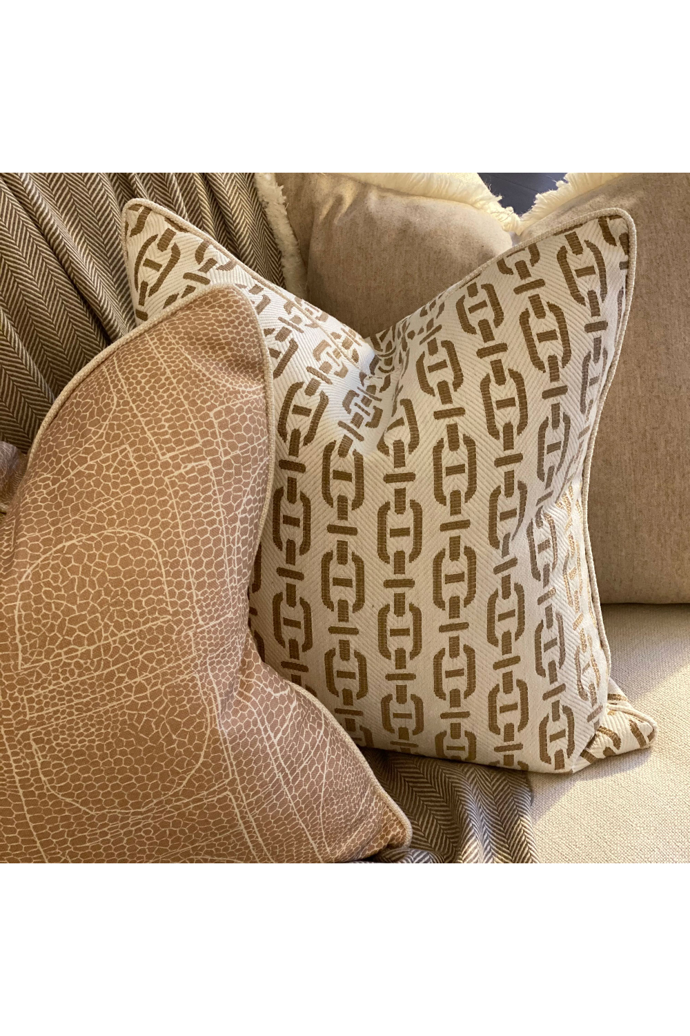 Chain Link Pattern Square Cushion | Andrew Martin Burlington | OROA
