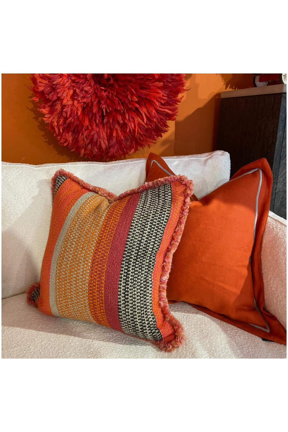 Orange Striped Cushion | Andrew Martin Llama | OROA