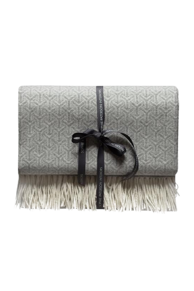 Gray Wool and Cashmere Gepmetric Throw | Andrew Martin Monte | OROA