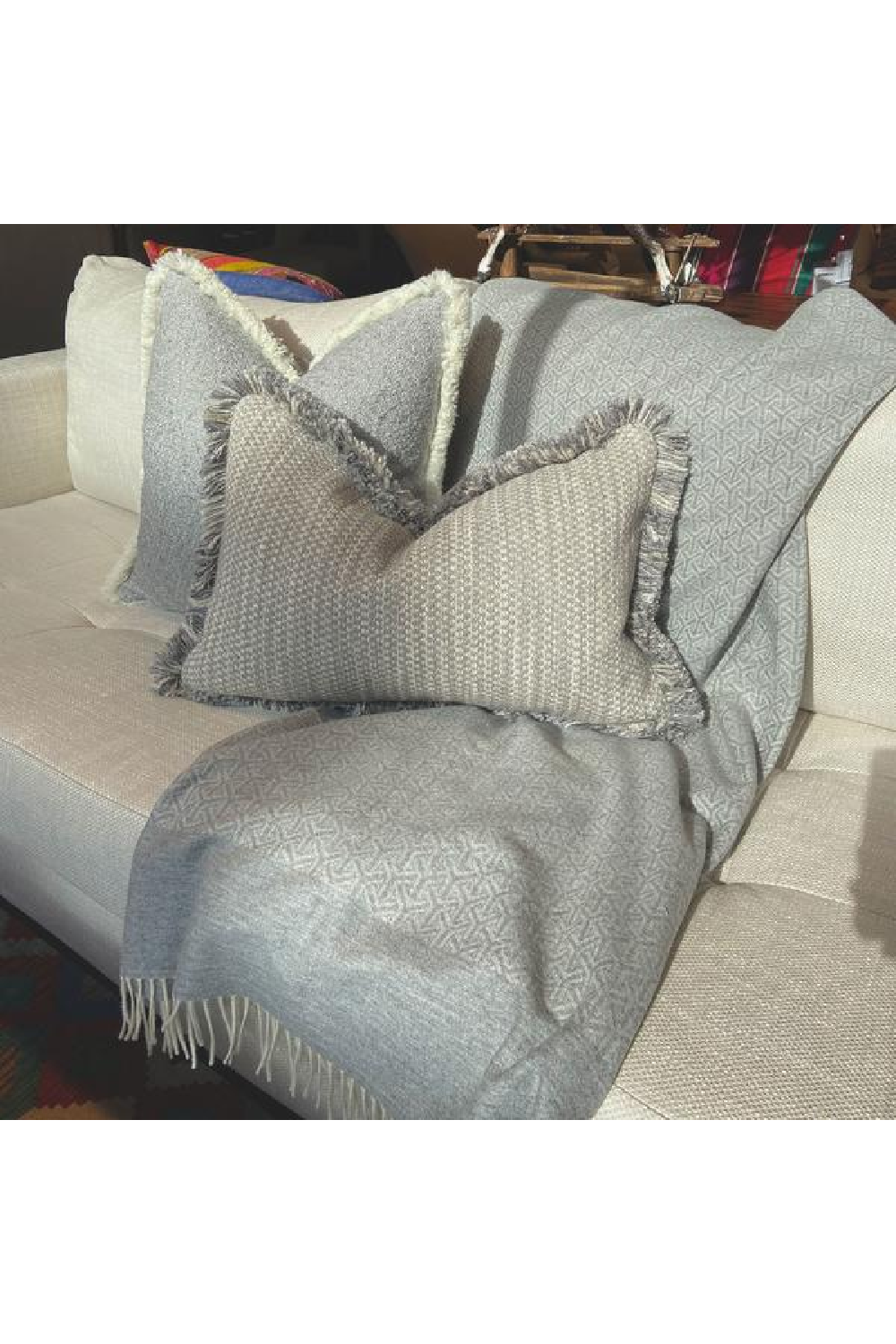 Gray Wool and Cashmere Gepmetric Throw | Andrew Martin Monte | OROA